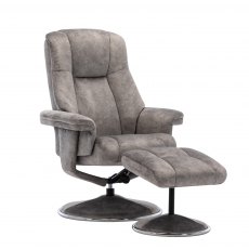 Franklin Swivel Recliner + Footstool In Elephant Fabric Franklin Swivel Recliner + Footstool In Elephant Fabric