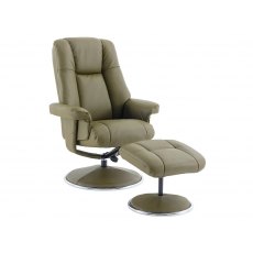 Franklin Swivel Recliner + Footstool In Olive Green Franklin Swivel Recliner + Footstool In Olive Green