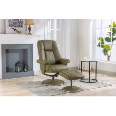 Franklin Swivel Recliner + Footstool In Olive Green Franklin Swivel Recliner + Footstool In Olive Green