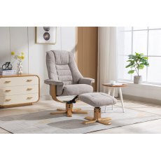 Celine Swivel Recliner + Free Footstool In Oat Fabric Celine Swivel Recliner + Free Footstool In Oat Fabric