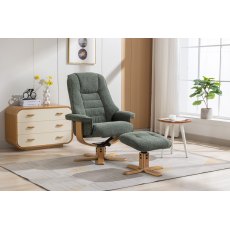 Celine Swivel Recliner + Free Footstool In Fern Fabric Celine Swivel Recliner + Free Footstool In Fern Fabric