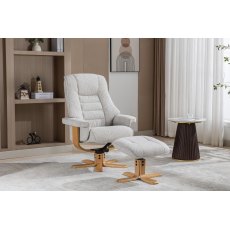 Celine Swivel Recliner + Free Footstool In Natural Fabric Celine Swivel Recliner + Free Footstool In Natural Fabric