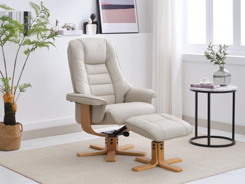 Celine Swivel Recliner + Free Footstool In Mushroom