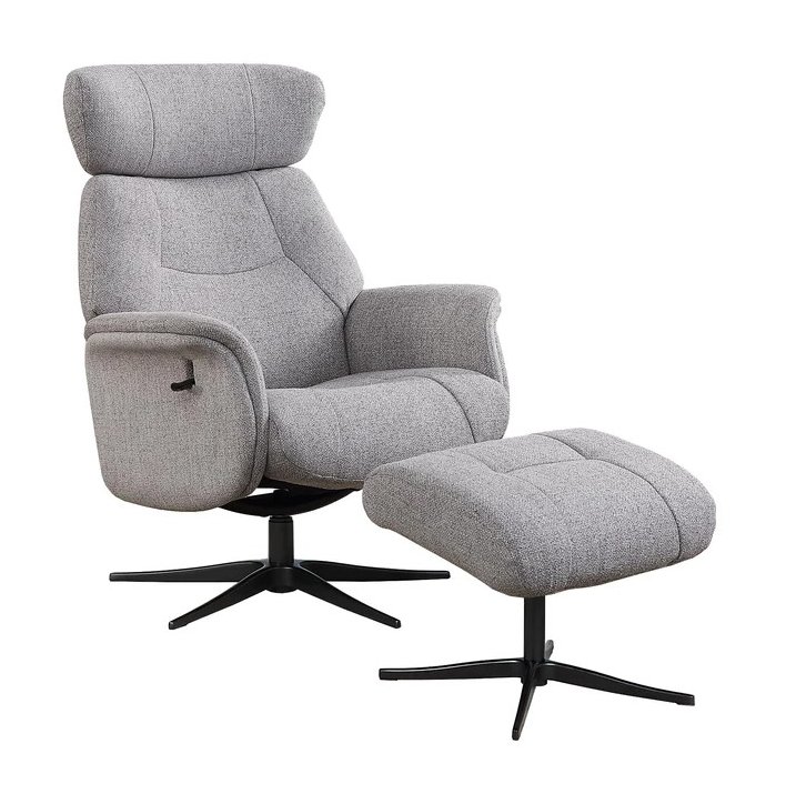 Faversham Swivel Recliner + Free Footstool In Natural Fabric