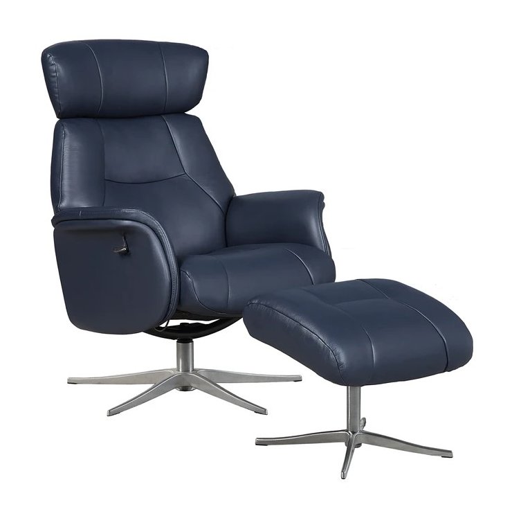 Faversham Swivel Recliner + Free Footstool In Navy