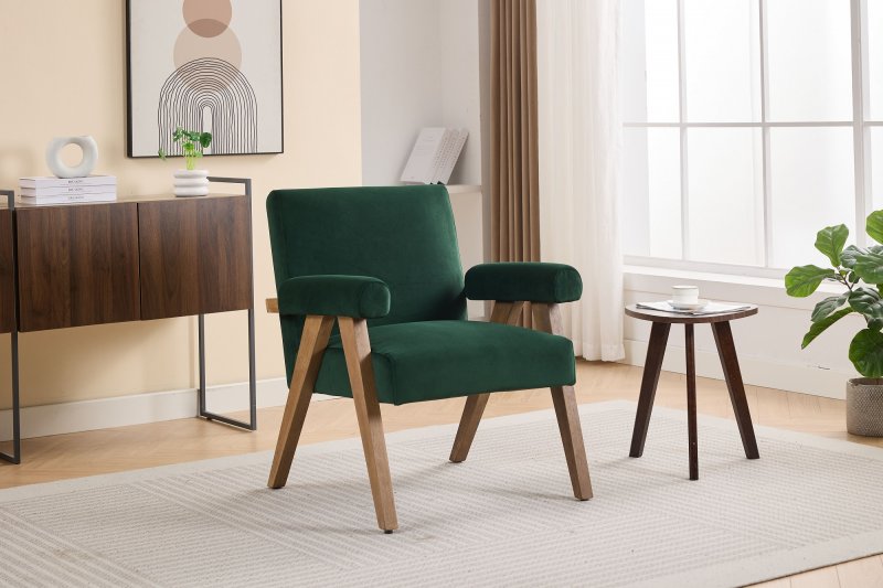 Eton Accent Chair In Green Fabric