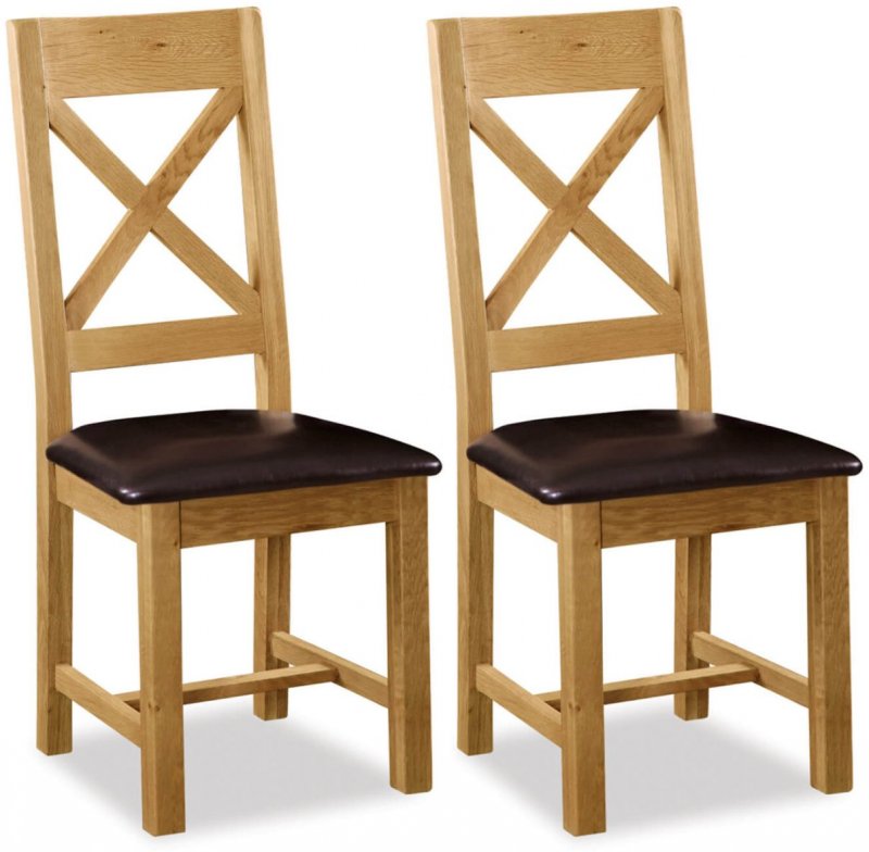 Abingdon Cross Back Dining Chair With PU Seat (Set Of 2)