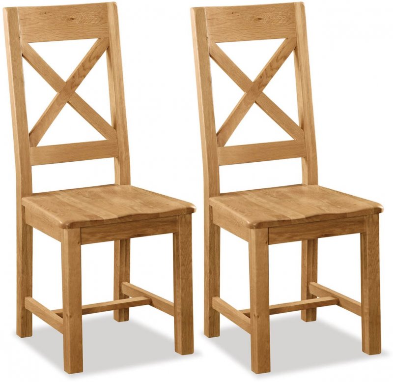 Abingdon Cross Back Dining Chair With Wooden Seat (Set Of 2)