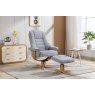 Celine Swivel Recliner + Free Footstool In Dove Grey Fabric