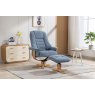 Celine Swivel Recliner + Free Footstool In Ocean Fabric