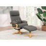 Kember Swivel Recliner + Free Footstool In Charcoal