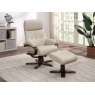 Kember Swivel Recliner + Free Footstool In Mushroom