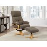 Kember Swivel Recliner + Free Footstool In Green Fabric