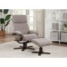 Kember Swivel Recliner + Free Footstool In Taupe Fabric