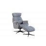 Faversham Swivel Recliner + Free Footstool In Pale Blue Fabric