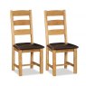 Abingdon Slatted Dining Chair With PU Leather Seat (Set Of 2)